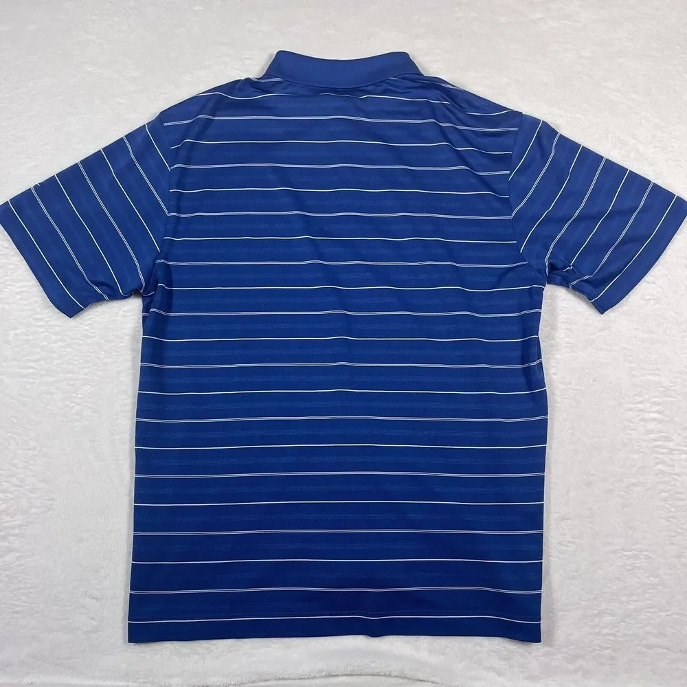 Nike Golf Men's Medium‎ Dri-Fit Tour Performance Blue with White Stripes Polo